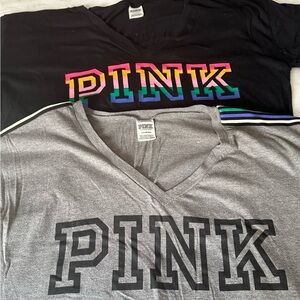 EUC Lot of 2 Women’s PINK by Victoria’s Secret V Neck T Shirts Size Large